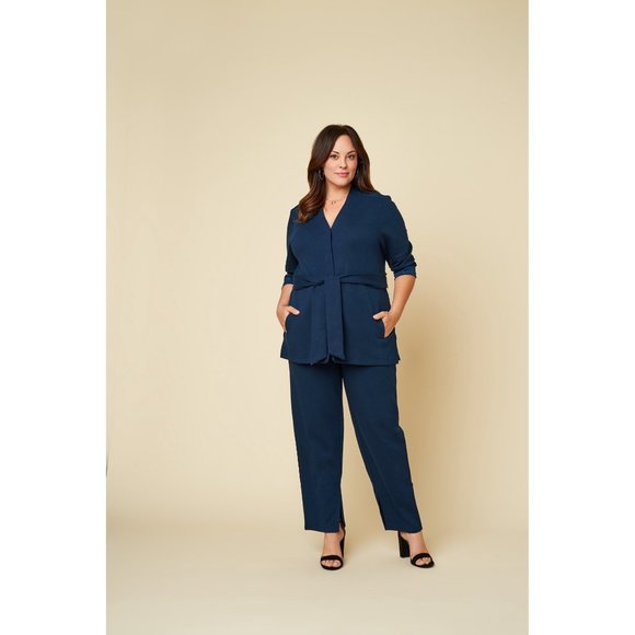 Seek No Further Women’s Plus Size- 2X, ¾ Sleeve Stretch Ponte Jacket- Navy Night - Picture 2 of 6